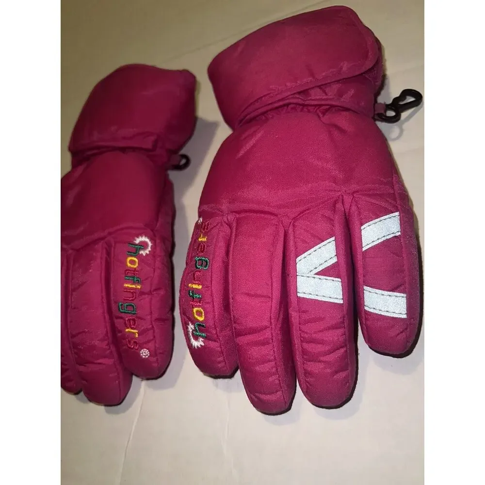 Vintage 1980's 90's HOTFINGERS SZ Youth Large Ski Winter Snow Gloves Pink